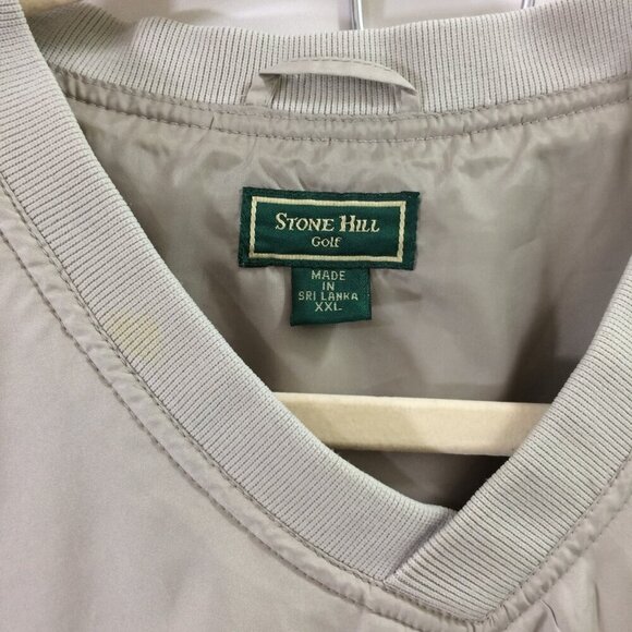 Stone Hill Golf Rain Pullover V-Neck Beige Lined Jacket Long Sleeve XXL - Picture 3 of 3